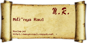 Mánya Raul névjegykártya